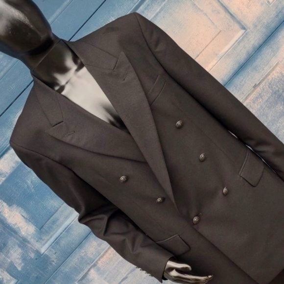 LANA MODA MEN'S PURE ITALIAN WOOL DOUBLE BREASTED LUXURY BLAZER - Picture 12 of 17